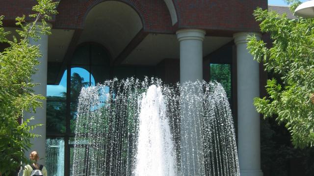 The fountain at McDonald Hall