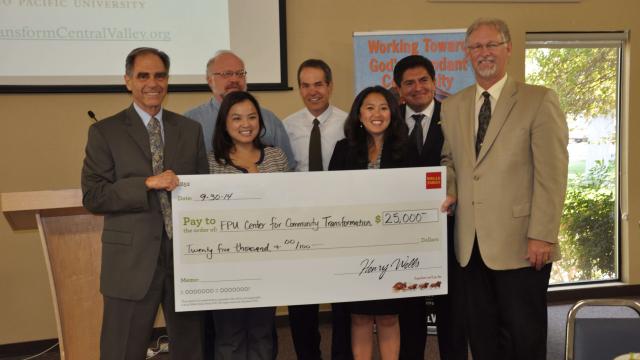 back row, from left: Brensinger; Tim Rios, Wells Fargo community development manager; and Rhodes. Front row, from left: Kriegbaum; Sandy Cha Mumper, Wells Fargo vice president of community affairs; Geri Yang-Johnson, Wells Fargo community development officer; and White.