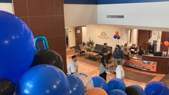 Balloons decorate the lobby of the FPU Visalia Campus