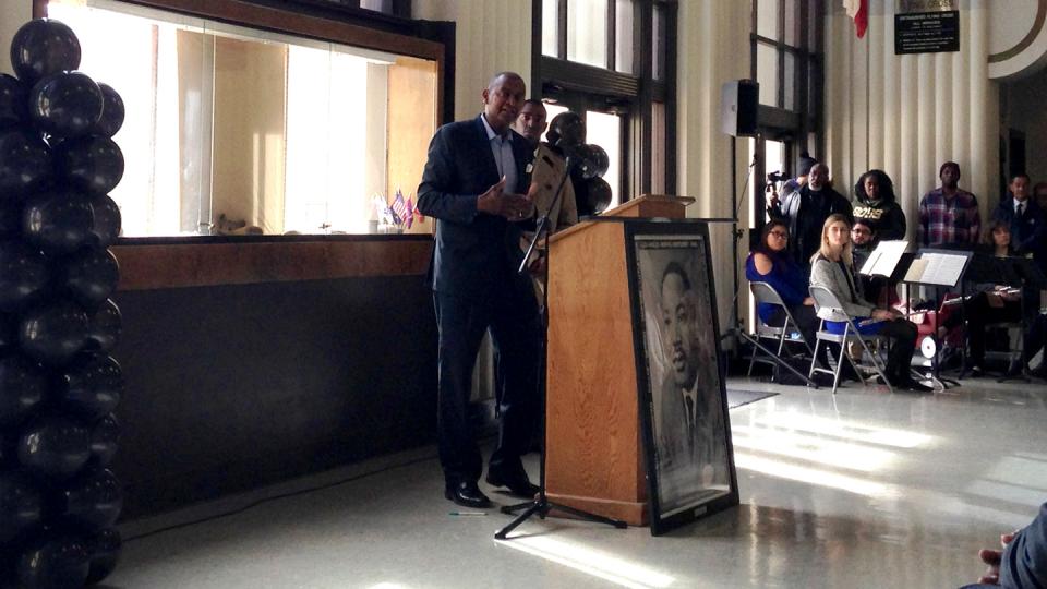 FPU President Joseph Jones, Ph.D., speaks on Martin Luther King Jr. Day at Veterans Memorial Auditorium in downtown Fresno