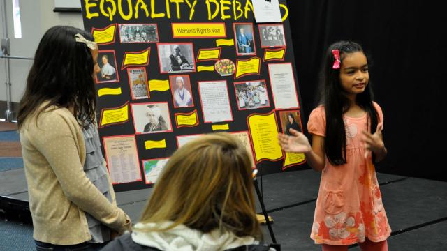 Students present History Day board