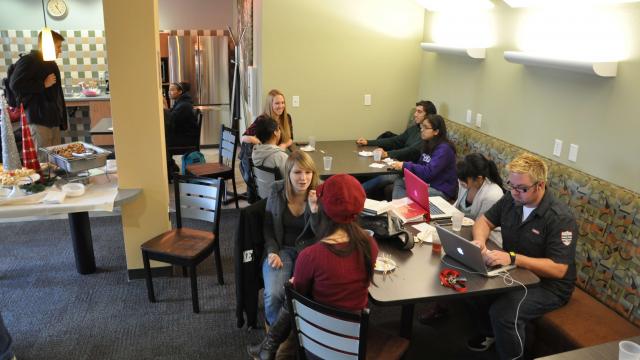 Students enjoy the Commuter Lounge