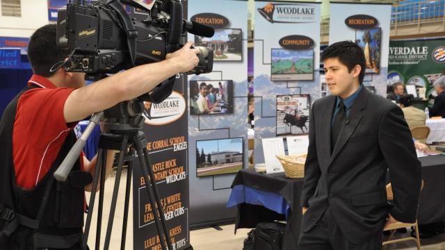 Univision films student at Education Job Fair