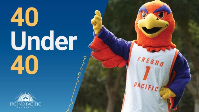 Sunny the Sunbird and copy that says &quot;40 Under 40&quot;