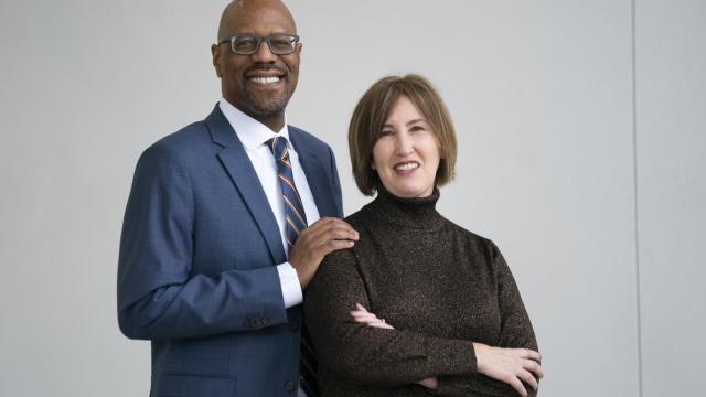 Photo of André Stephens, Ph.D., (left) and Beth Stephens