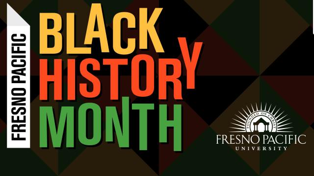 Graphic with text announcing Black History Month