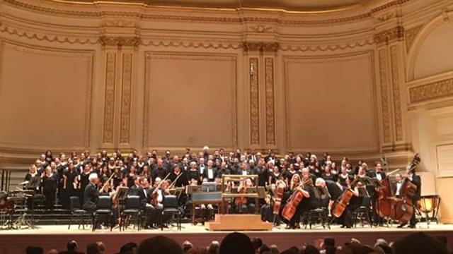 Fresno Pacific University Concert Choir singing with other choirs in New York's Carnegie Hall