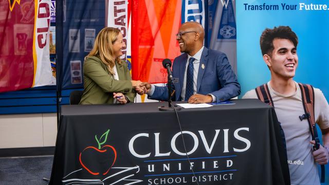 Photo of Clovis Unified Superintendent Folmer and FPU President André Stephens