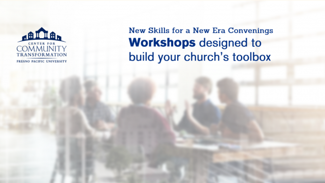 Graphic of people at a table with information on the church-building workshop that is also in the article