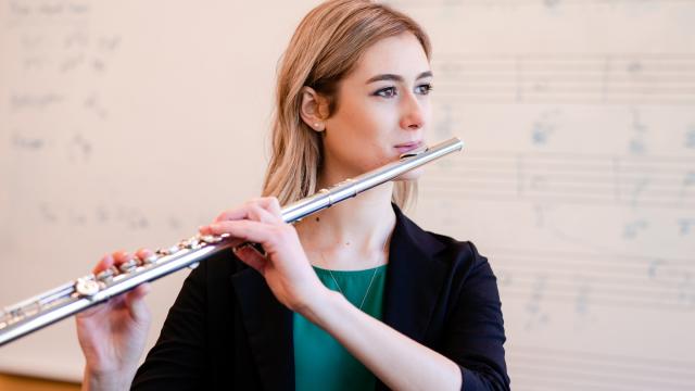 Lauren Nichols playing the flute