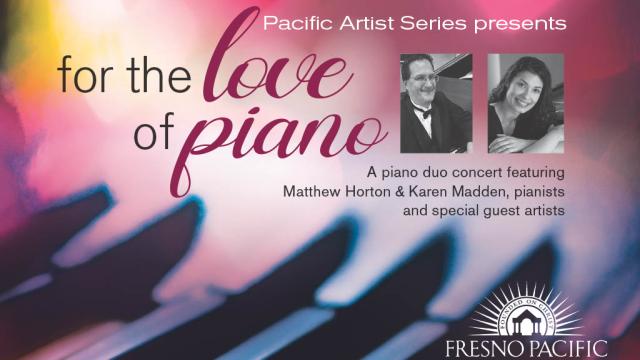 Graphic for "For the Love of Piano" showing photos of the pianists and information included in the article.