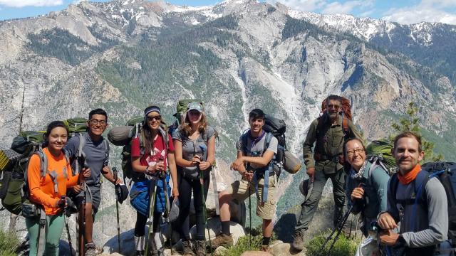 A group of FPU Sierra program participants in the mountains.