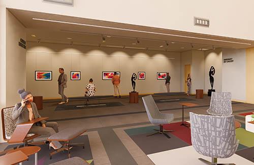 Artist rendering of foyer of Culture and Arts Center