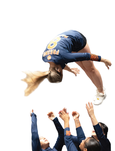 FPU Cheerleader doing a tuck and roll