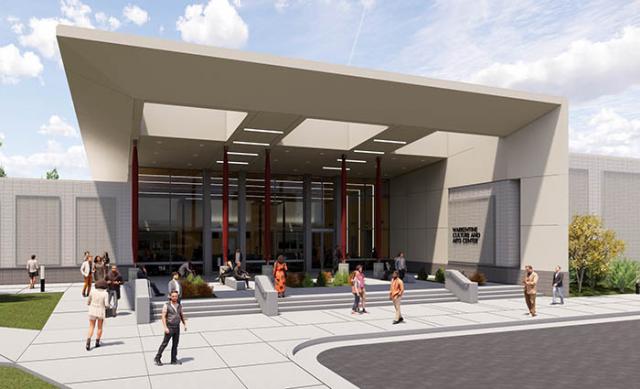 Artist rendering of front of Culture and Arts Center